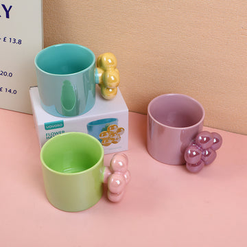 Pearl Glow Flower Handle Mug-340ml