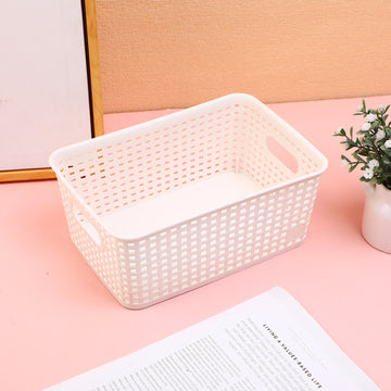 Checkered Faux Rattan Storage Basket