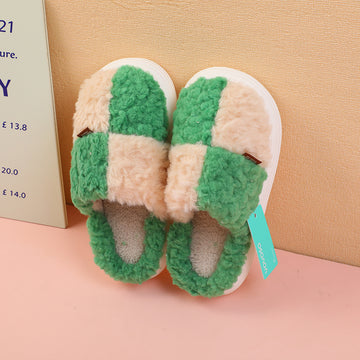 Simple field check couple cotton mop green 36-37