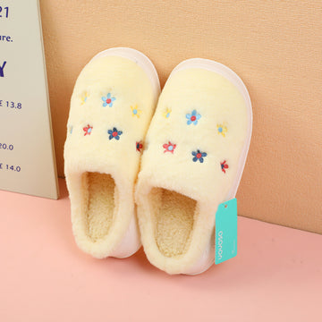 Sweet small flower couple cotton slippers yellow 38-39