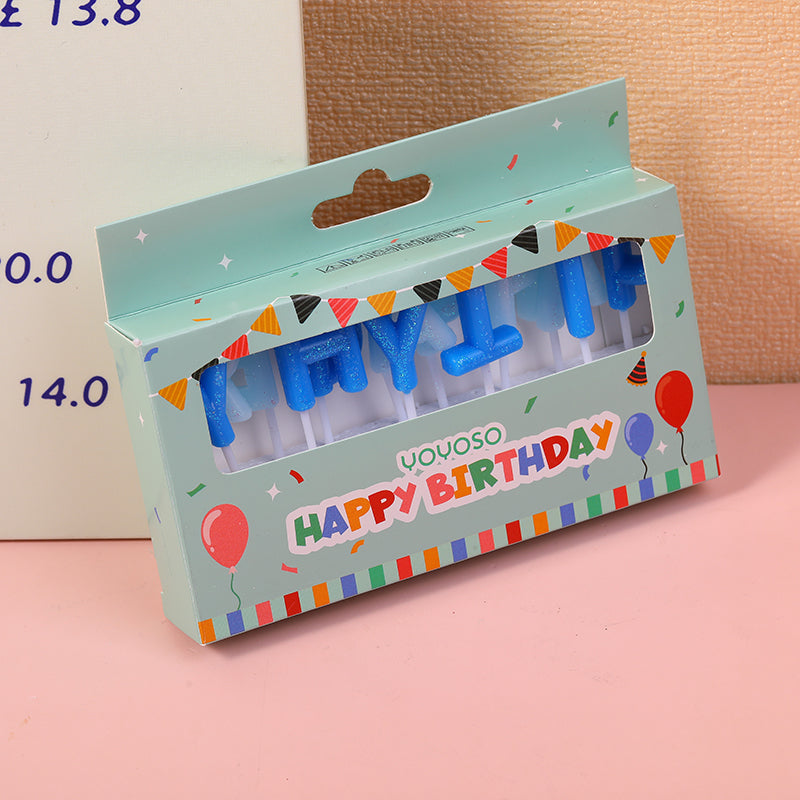 Blue Birthday Candle Set-13pcs