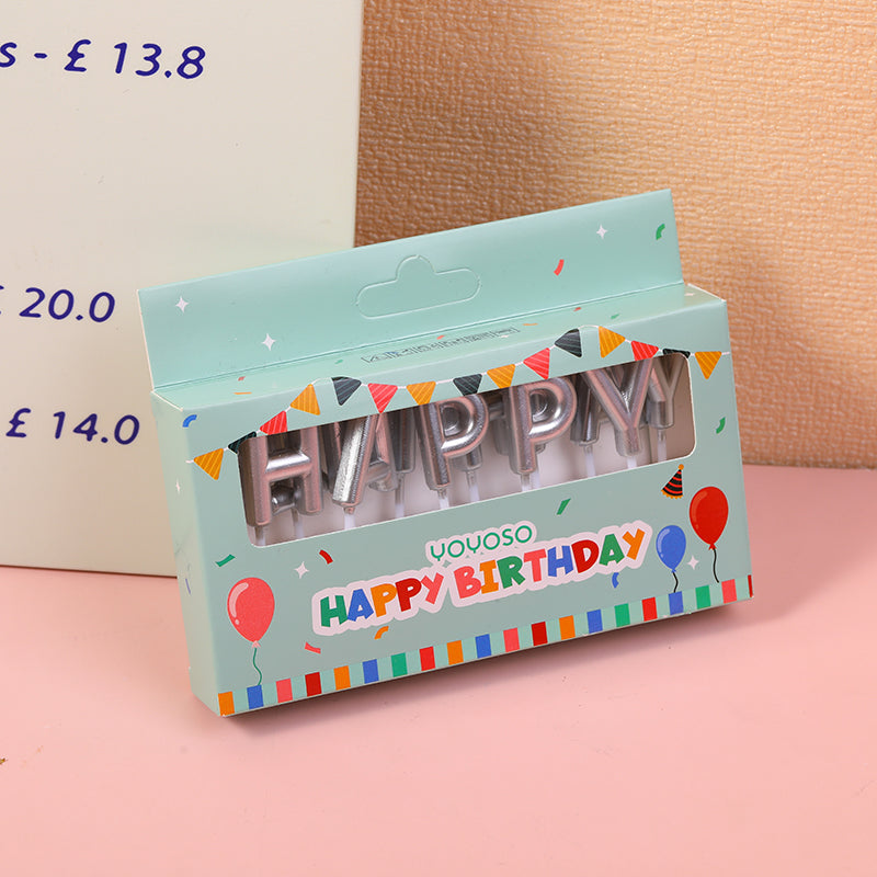 Silver Birthday Candle Set-13pcs