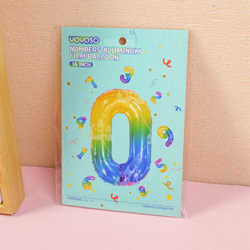 16 inch Small Numbers Aluminum Balloon Rainbow-0-1pcs