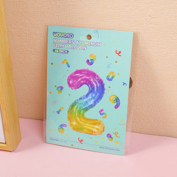 16 inch Small Numbers Aluminum Balloon Rainbow-2-1pcs