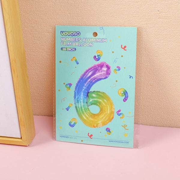 16 inch Small Numbers Aluminum Balloon Rainbow-6-1pcs