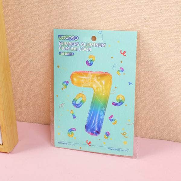16 inch Small Numbers Aluminum Balloon Rainbow-7-1pcs