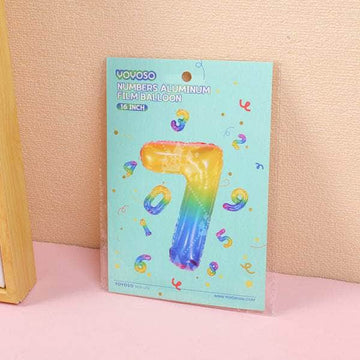 16 inch Small Numbers Aluminum Balloon Rainbow-7-1pcs