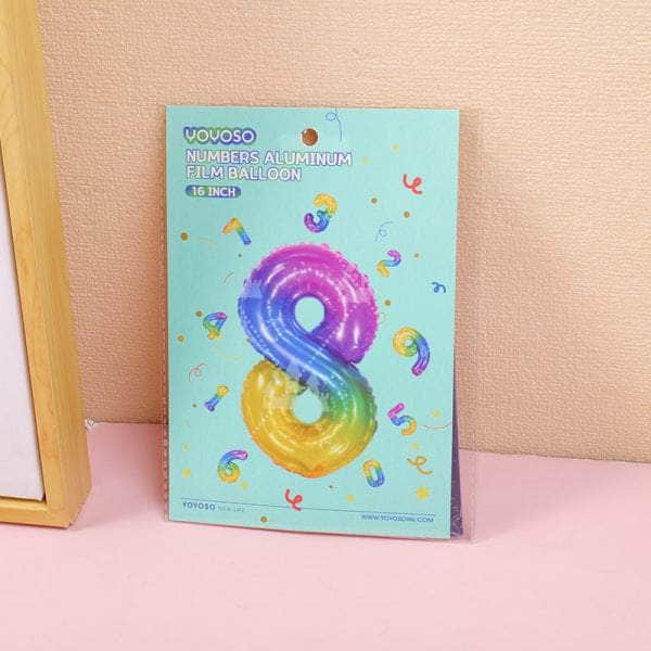 16 inch Small Numbers Aluminum Balloon Rainbow-8-1pcs