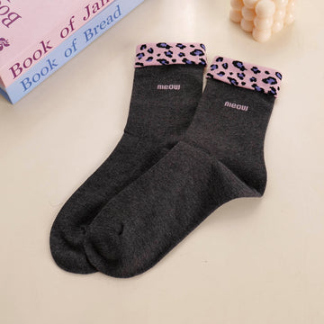 Pink Leopard Women's Mid-Calf Socks