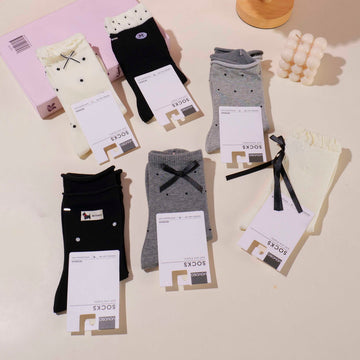 Polka Dot Bow Women's Mid-Calf Socks