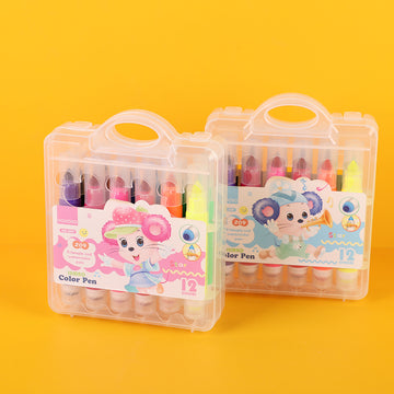 204-12 12 Color Bold Bar Large Capacity Watercolor Pencil with Stamp 209