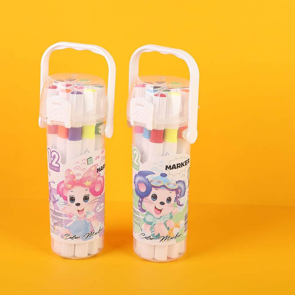 12 Color Triangle Bar Dual Head Water-Based Marker 241