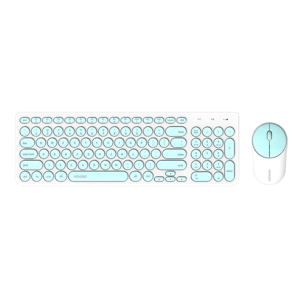 Fashion wireless office mute keyboard and mouse combo-white and green