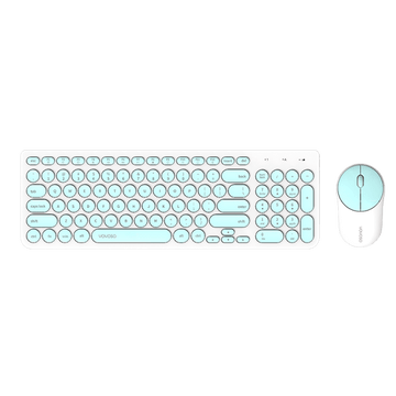Fashion wireless office mute keyboard and mouse combo-white and green