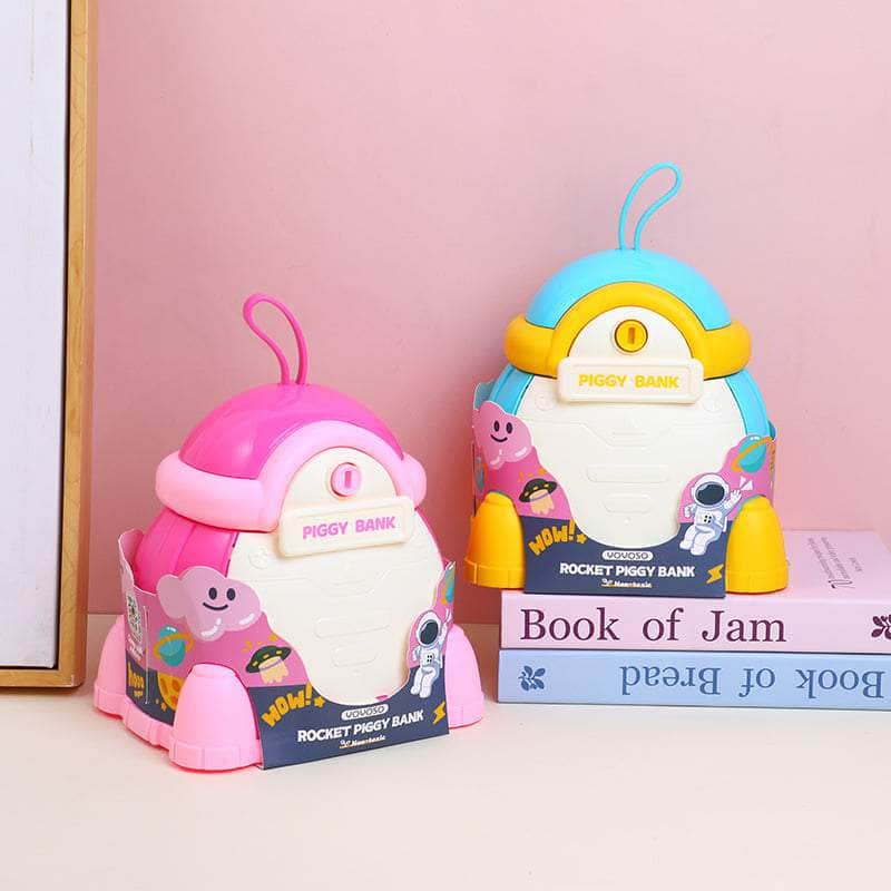 Static rocket piggy bank toy
