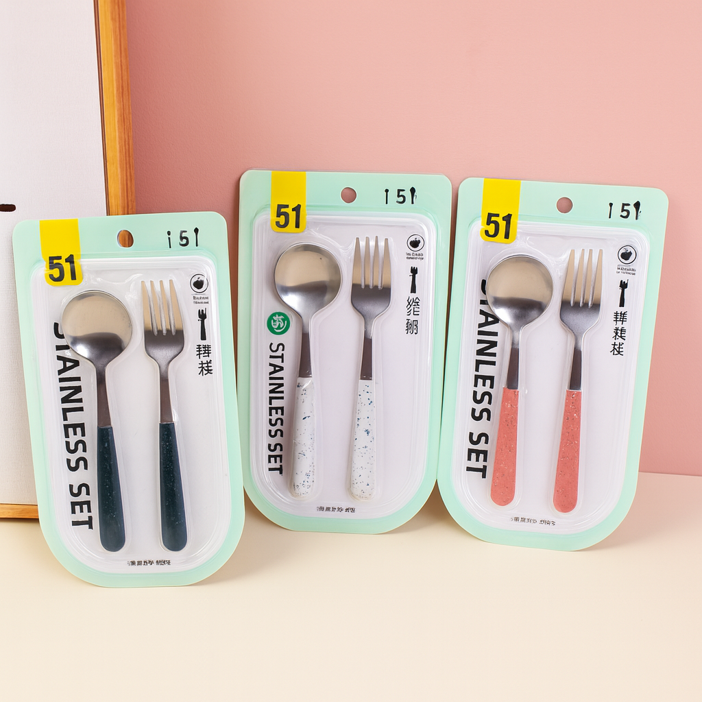 Large Marble Fork And Spoon Set-2Pcs