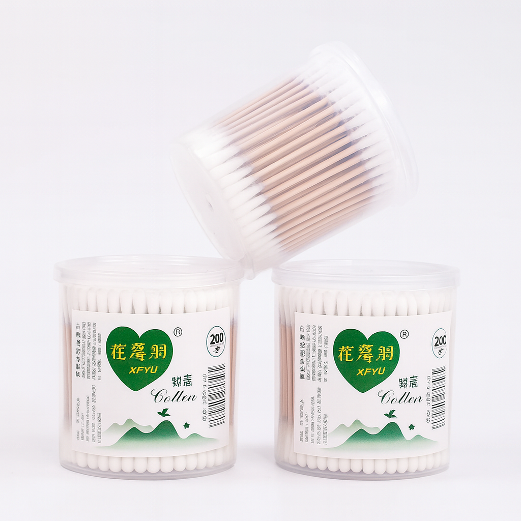 Bamboo charcoal round box cotton swabs 200pcs-726