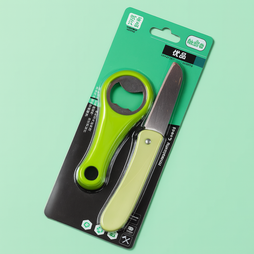 Stainless steel opener + fruit knife combo