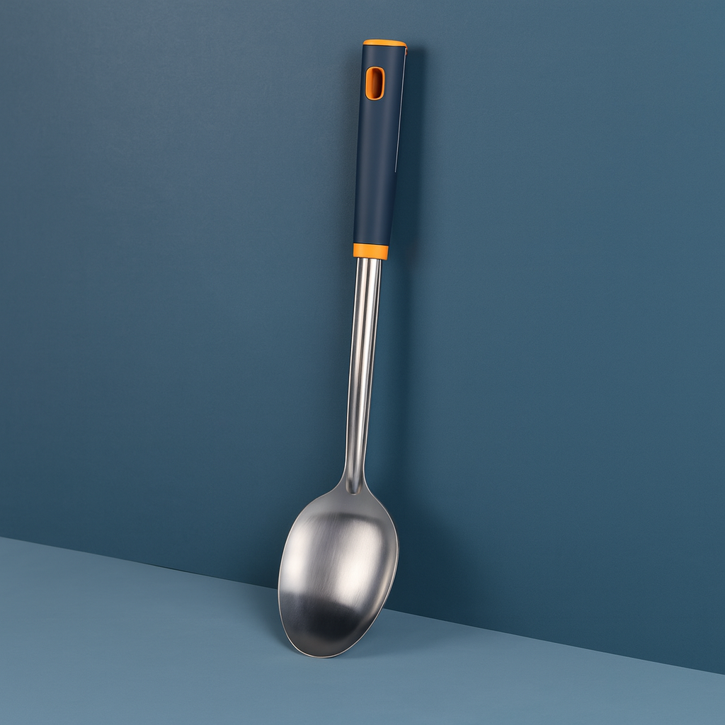 Blue handle long spoon