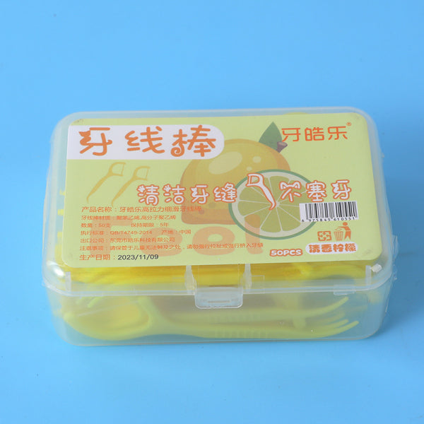 Fresh lemon dental floss pick 50pcs