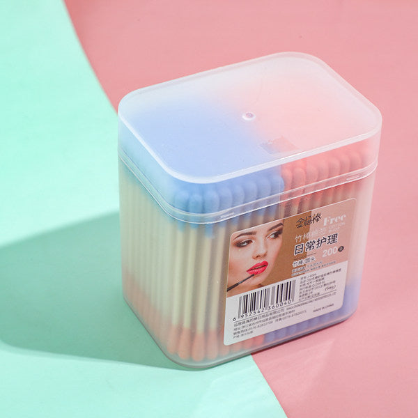 Frosted box two-tone bamboo stick colored cotton swabs-200pcs