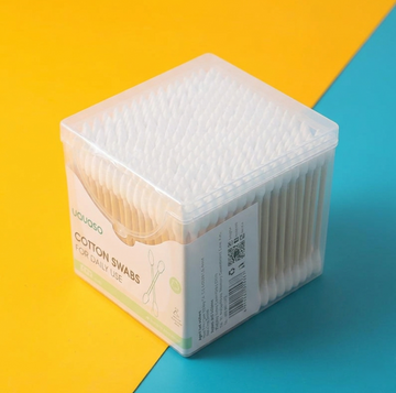 300pcs super value square box bamboo stick cotton swabs(tip and round tip)-1pc