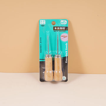 K-307 Wood crochet hook in card package-2pcs