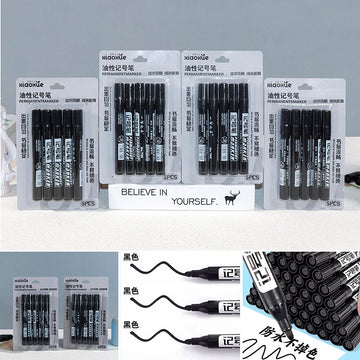 Oil-based marker 5pcs set (3pcs black, 1pc blue and 1pc red)-XX-0680