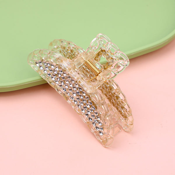 One line hair claw clip with rehinestone 10cm-1