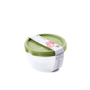 Round Food Storage Box Green And Pink Mixed Pack (3Pcs) 1L-5515 - YOYOSO PAKISTAN
