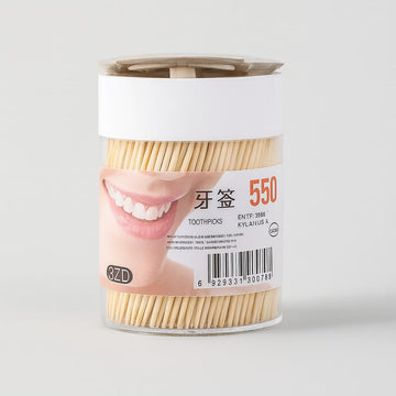 Round Box With Lid Bamboo Toothpick 550Pcs-J-6682