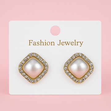 Square Earrings With Pearls
