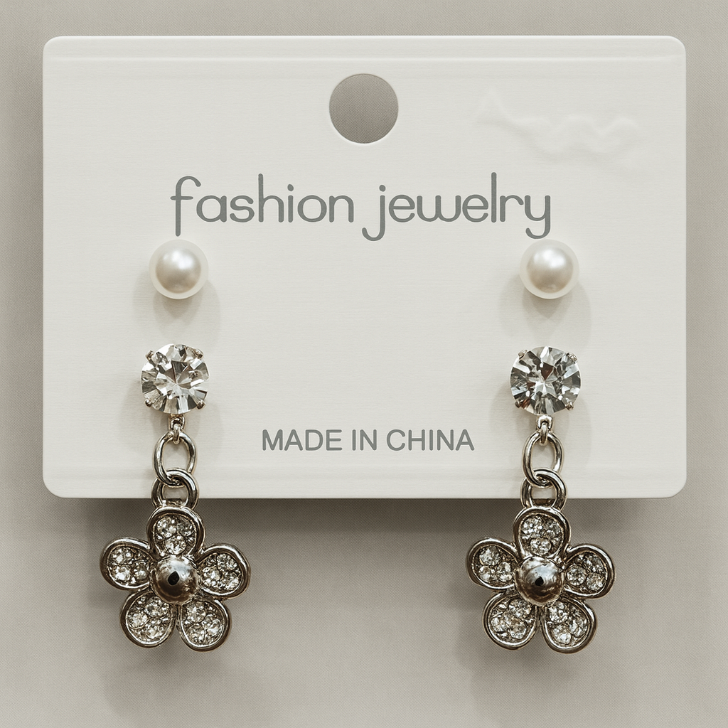 Diamond Pearl Studs-37 2Pairs