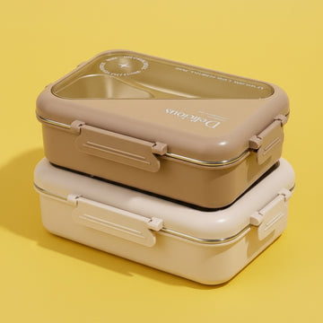 Simple Triangle Stainless Steel Lunch Box (3 Compartments)