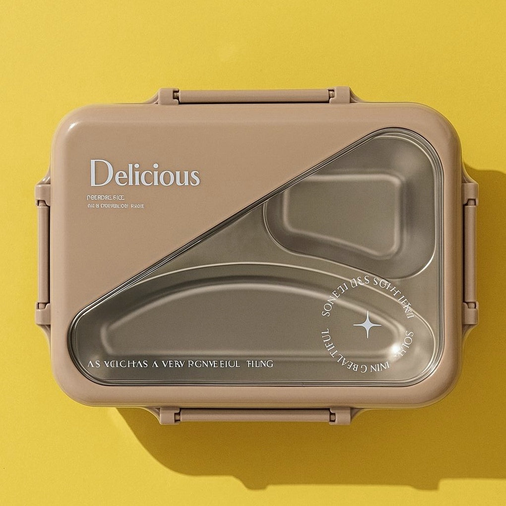 Simple Triangle Stainless Steel Lunch Box (3 Compartments)